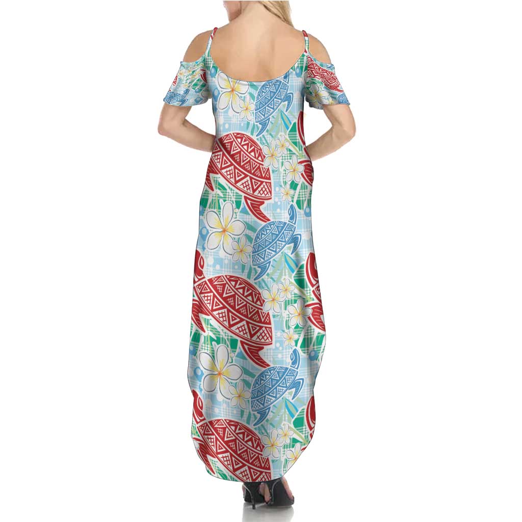 Palaka with Honu and Plumeria Summer Maxi Dress Hawaiian Heritage Spirit LT9 - Polynesian Pride