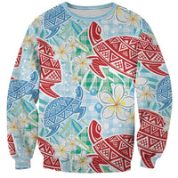 Palaka with Honu and Plumeria Sweatshirt Hawaiian Heritage Spirit LT9 Unisex Blue - Polynesian Pride