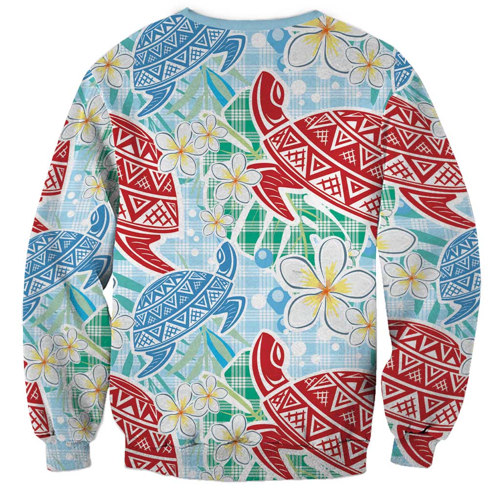 Palaka with Honu and Plumeria Sweatshirt Hawaiian Heritage Spirit LT9 - Polynesian Pride