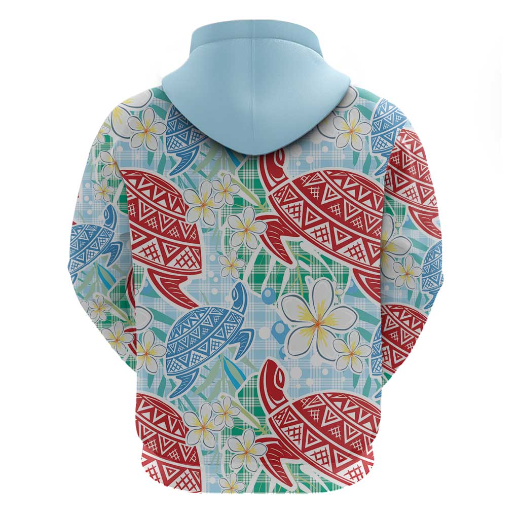 Palaka with Honu and Plumeria Zip Hoodie Hawaiian Heritage Spirit LT9 - Polynesian Pride