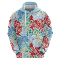 Palaka with Honu and Plumeria Zip Hoodie Hawaiian Heritage Spirit LT9 - Polynesian Pride