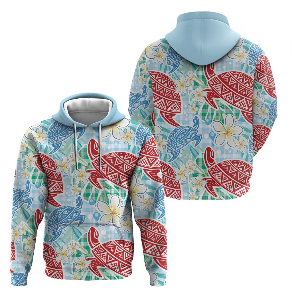 Palaka with Honu and Plumeria Zip Hoodie Hawaiian Heritage Spirit LT9 - Polynesian Pride