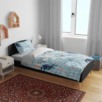 Blue Palaka Crane and Flowers Bedding Set Japan Heritage Spirit LT9 - Polynesian Pride