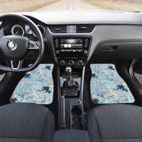 Blue Palaka Crane and Flowers Car Mats Japan Heritage Spirit - Polynesian Pride