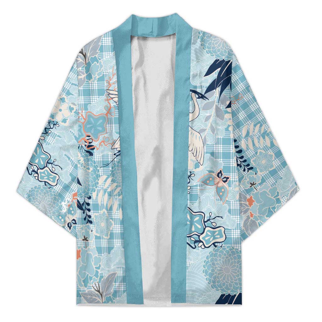 Blue Palaka Crane and Flowers Kimono Japan Heritage Spirit LT9 Unisex Blue - Polynesian Pride