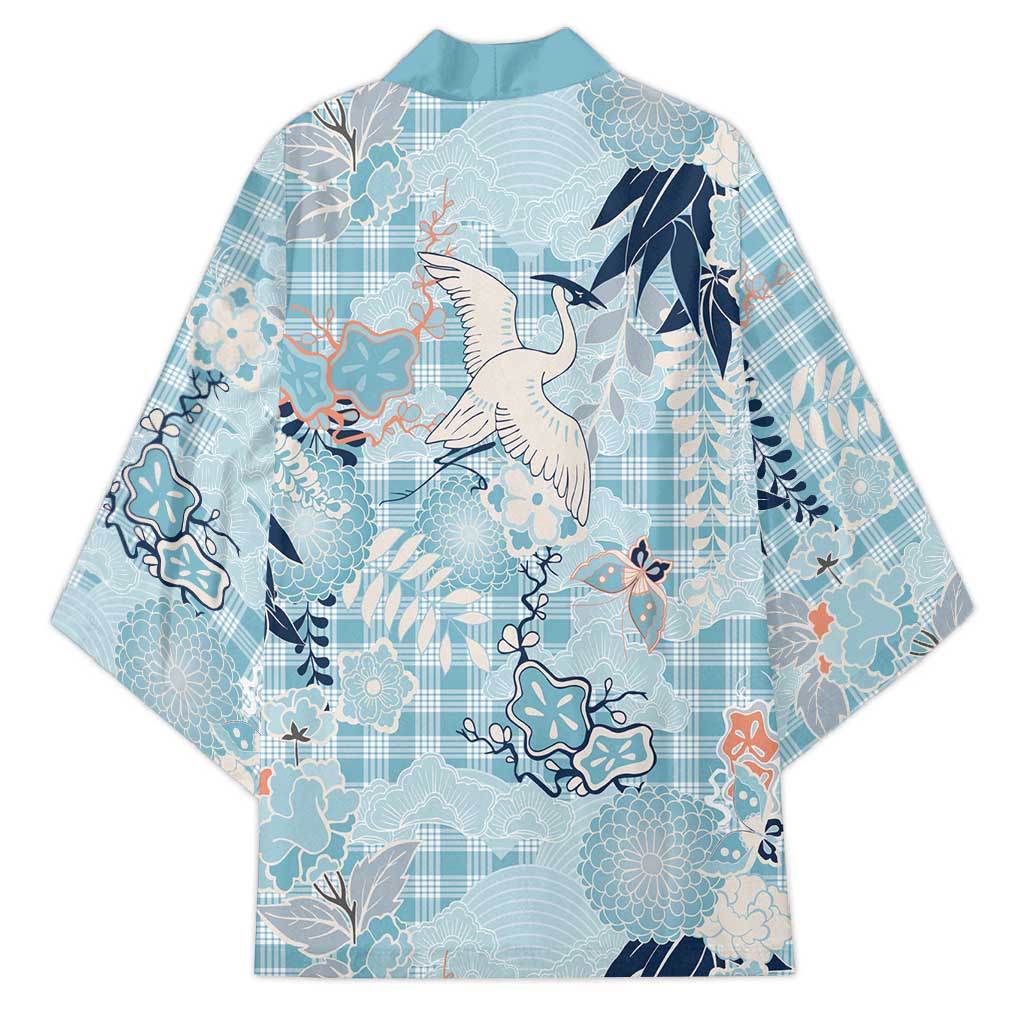 Blue Palaka Crane and Flowers Kimono Japan Heritage Spirit LT9 - Polynesian Pride