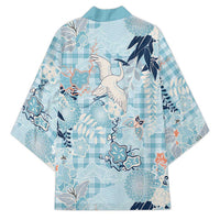 Blue Palaka Crane and Flowers Kimono Japan Heritage Spirit LT9 - Polynesian Pride