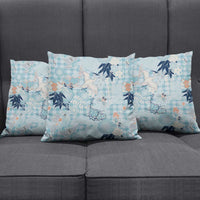 Blue Palaka Crane and Flowers Pillow Cover Japan Heritage Spirit LT9 - Polynesian Pride