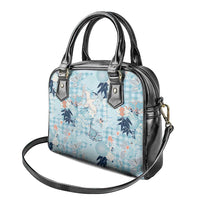 Blue Palaka Crane and Flowers Shoulder Handbag Japan Heritage Spirit LT9 - Polynesian Pride