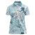 Blue Palaka Crane and Flowers Women Polo Shirt Japan Heritage Spirit - Polynesian Pride