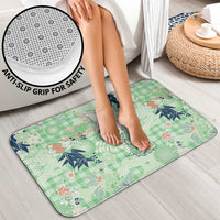 Green Palaka Crane and Flowers Bathroom Set Japan Heritage Spirit - Polynesian Pride