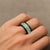 Green Palaka Crane and Flowers Spinner Ring Japan Heritage Spirit - Polynesian Pride