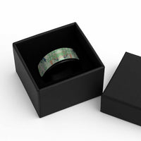 Green Palaka Crane and Flowers Spinner Ring Japan Heritage Spirit - Polynesian Pride