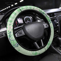 Green Palaka Crane and Flowers Steering Wheel Cover Japan Heritage Spirit LT9 Universal Fit Green - Polynesian Pride