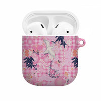 Pink Palaka Crane and Flowers AirPods Case Japan Heritage Spirit - Polynesian Pride