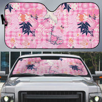 Pink Palaka Crane and Flowers Auto Sun Shade Japan Heritage Spirit - Polynesian Pride