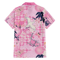 Pink Palaka Crane and Flowers Hawaiian Shirt Japan Heritage Spirit - Polynesian Pride