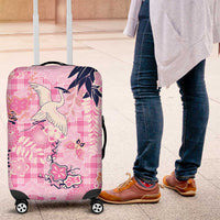 Pink Palaka Crane and Flowers Luggage Cover Japan Heritage Spirit LT9 Pink - Polynesian Pride