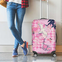 Pink Palaka Crane and Flowers Luggage Cover Japan Heritage Spirit LT9 - Polynesian Pride