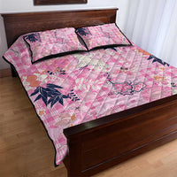 Pink Palaka Crane and Flowers Quilt Bed Set Japan Heritage Spirit - Polynesian Pride
