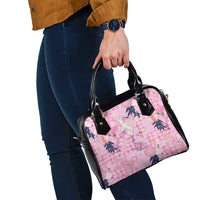 Pink Palaka Crane and Flowers Shoulder Handbag Japan Heritage Spirit - Polynesian Pride