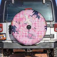 Pink Palaka Crane and Flowers Spare Tire Cover Japan Heritage Spirit LT9 Pink - Polynesian Pride