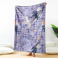 Purple Palaka Crane and Flowers Blanket Japan Heritage Spirit LT9 - Polynesian Pride
