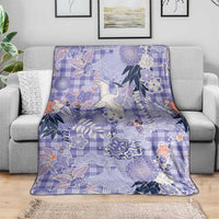 Purple Palaka Crane and Flowers Blanket Japan Heritage Spirit LT9 - Polynesian Pride
