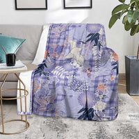 Purple Palaka Crane and Flowers Blanket Japan Heritage Spirit LT9 - Polynesian Pride