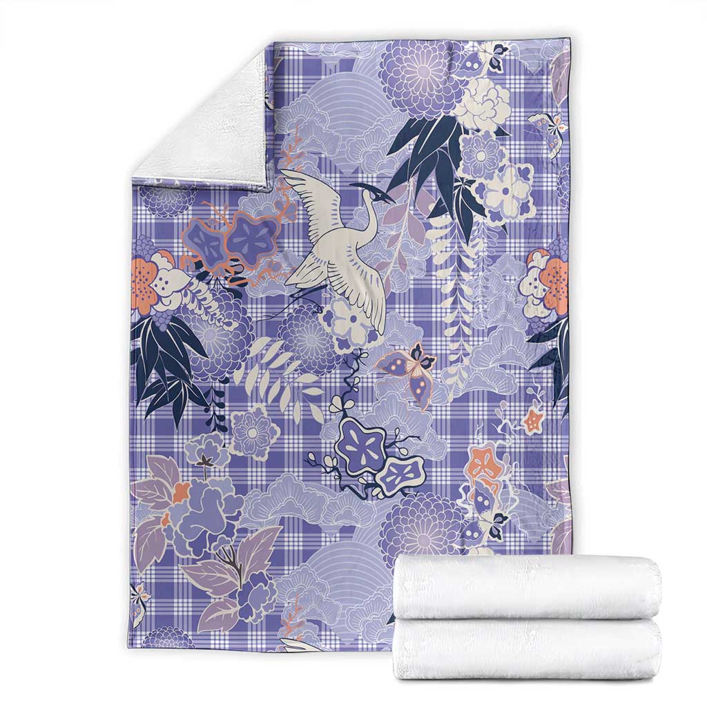 Purple Palaka Crane and Flowers Blanket Japan Heritage Spirit LT9 - Polynesian Pride