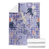 Purple Palaka Crane and Flowers Blanket Japan Heritage Spirit LT9 - Polynesian Pride