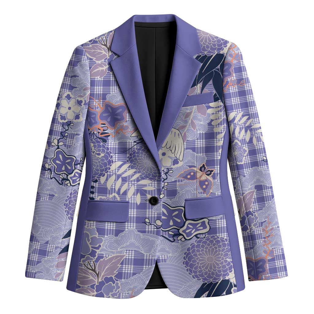 Purple Palaka Crane and Flowers Blazer Japan Heritage Spirit LT9 Unisex Purple - Polynesian Pride