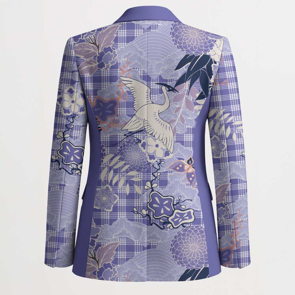 Purple Palaka Crane and Flowers Blazer Japan Heritage Spirit LT9 - Polynesian Pride