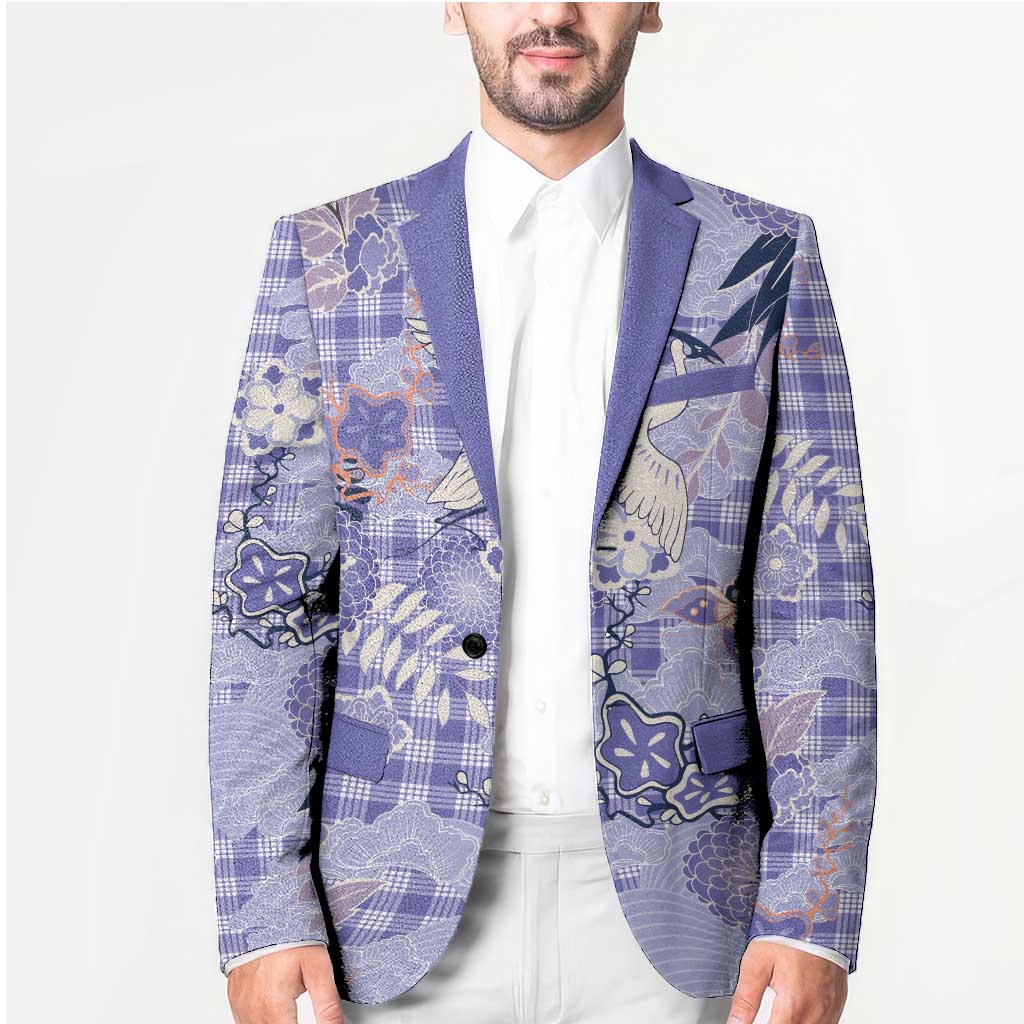 Purple Palaka Crane and Flowers Blazer Japan Heritage Spirit LT9 - Polynesian Pride