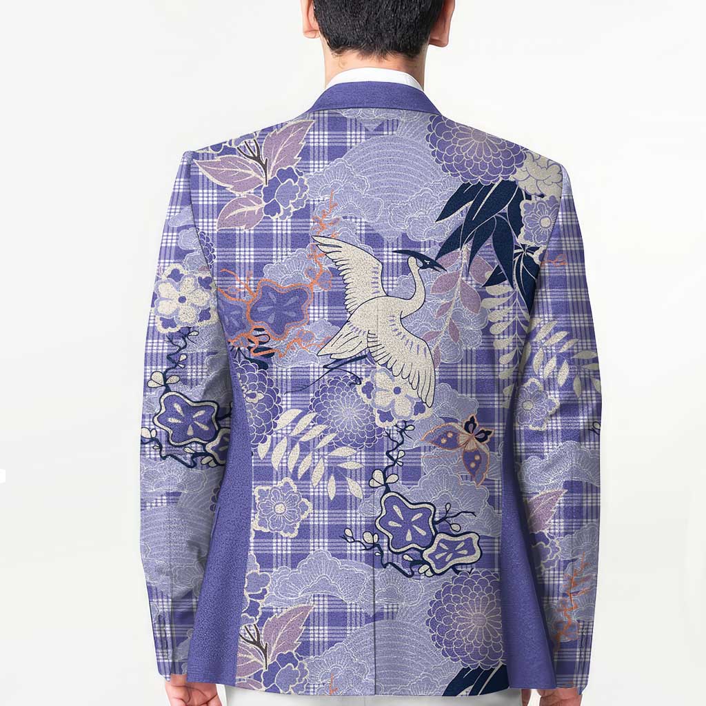 Purple Palaka Crane and Flowers Blazer Japan Heritage Spirit LT9 - Polynesian Pride