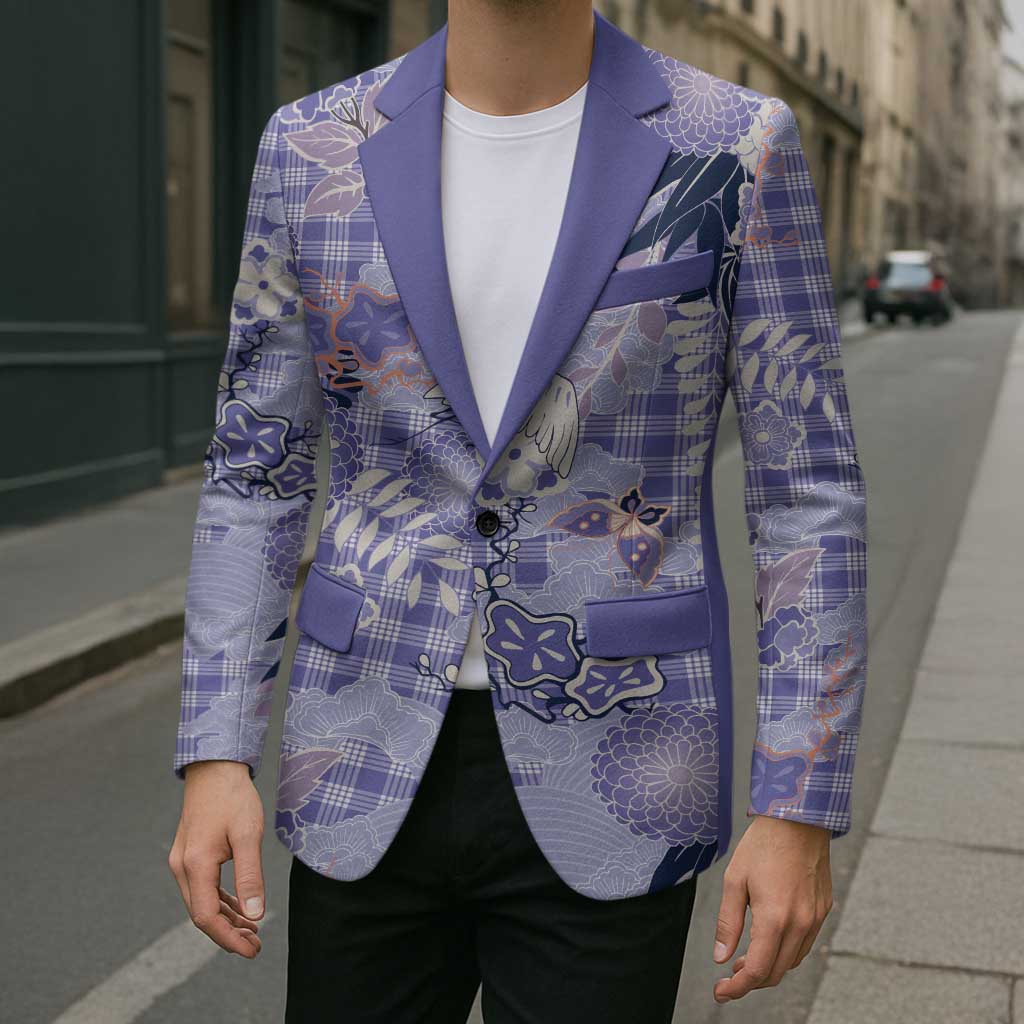 Purple Palaka Crane and Flowers Blazer Japan Heritage Spirit LT9 - Polynesian Pride