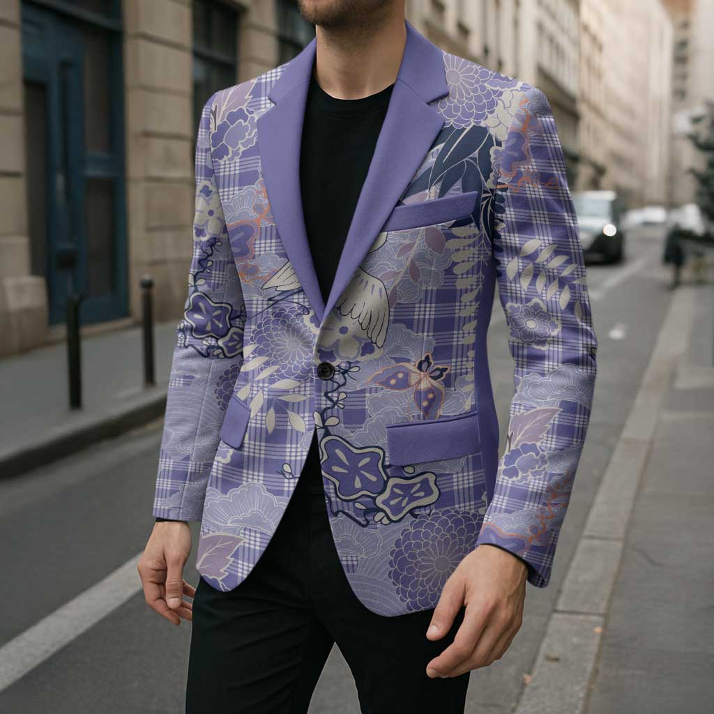 Purple Palaka Crane and Flowers Blazer Japan Heritage Spirit LT9 - Polynesian Pride