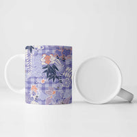 Purple Palaka Crane and Flowers Ceramic Mug Japan Heritage Spirit - Polynesian Pride