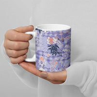 Purple Palaka Crane and Flowers Ceramic Mug Japan Heritage Spirit - Polynesian Pride