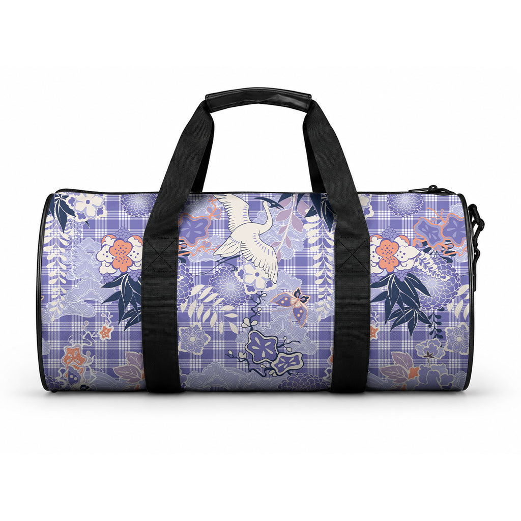 Purple Palaka Crane and Flowers Duffle Bag Japan Heritage Spirit LT9 One size Purple - Polynesian Pride