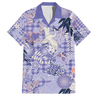 Purple Palaka Crane and Flowers Family Matching Long Sleeve Bodycon Dress and Hawaiian Shirt Japan Heritage Spirit LT9 Dad's Shirt - Short Sleeve Purple - Polynesian Pride