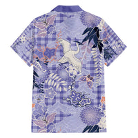 Purple Palaka Crane and Flowers Family Matching Long Sleeve Bodycon Dress and Hawaiian Shirt Japan Heritage Spirit LT9 - Polynesian Pride