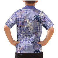Purple Palaka Crane and Flowers Family Matching Mermaid Dress and Hawaiian Shirt Japan Heritage Spirit - Polynesian Pride