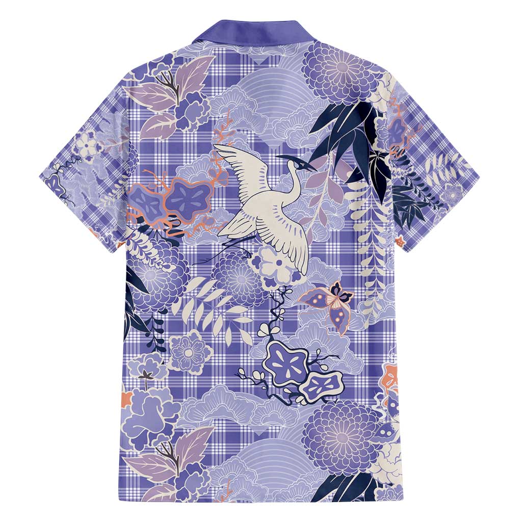Purple Palaka Crane and Flowers Family Matching Puletasi and Hawaiian Shirt Japan Heritage Spirit LT9 - Polynesian Pride