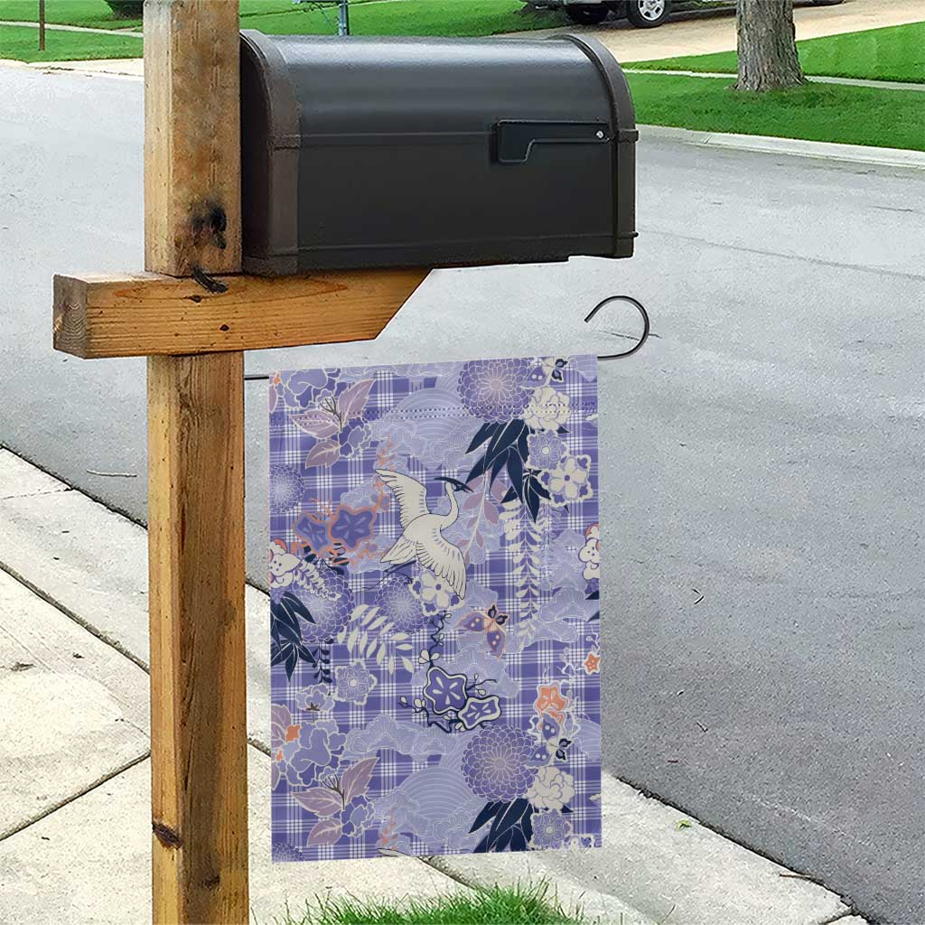 Purple Palaka Crane and Flowers Garden Flag Japan Heritage Spirit - Polynesian Pride