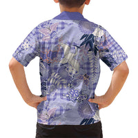 Purple Palaka Crane and Flowers Kid Hawaiian Shirt Japan Heritage Spirit - Polynesian Pride
