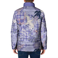 Purple Palaka Crane and Flowers Padded Jacket Japan Heritage Spirit - Polynesian Pride