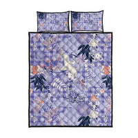 Purple Palaka Crane and Flowers Quilt Bed Set Japan Heritage Spirit - Polynesian Pride