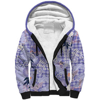 Purple Palaka Crane and Flowers Sherpa Hoodie Japan Heritage Spirit LT9 Unisex Purple - Polynesian Pride