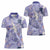 Purple Palaka Crane and Flowers Women Polo Shirt Japan Heritage Spirit - Polynesian Pride